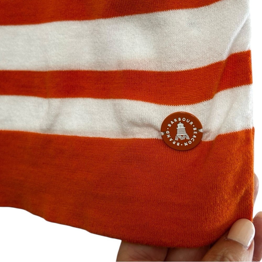 Barbour Women’s Chock Striped Knit Long Sleeve Boat Neck in Marigold Top Sz 14 - Picture 5 of 9